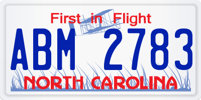 NC license plate ABM2783
