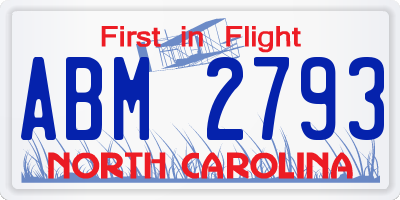 NC license plate ABM2793