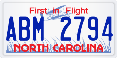 NC license plate ABM2794