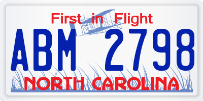 NC license plate ABM2798