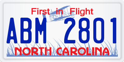 NC license plate ABM2801