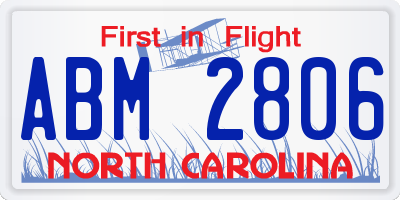 NC license plate ABM2806