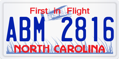 NC license plate ABM2816