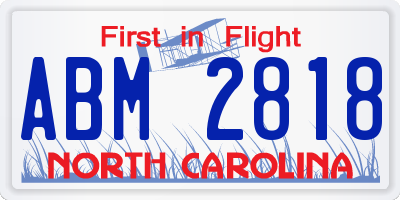 NC license plate ABM2818