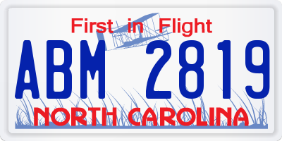 NC license plate ABM2819