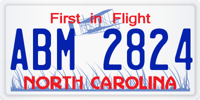 NC license plate ABM2824