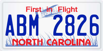 NC license plate ABM2826