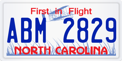 NC license plate ABM2829