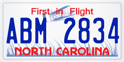 NC license plate ABM2834