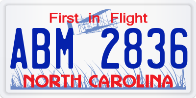 NC license plate ABM2836
