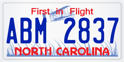 NC license plate ABM2837
