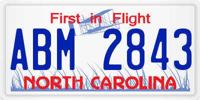 NC license plate ABM2843