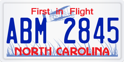 NC license plate ABM2845