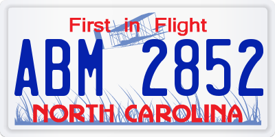 NC license plate ABM2852