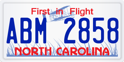 NC license plate ABM2858