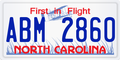 NC license plate ABM2860