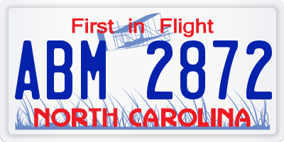 NC license plate ABM2872