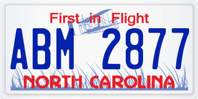 NC license plate ABM2877