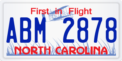 NC license plate ABM2878