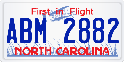NC license plate ABM2882