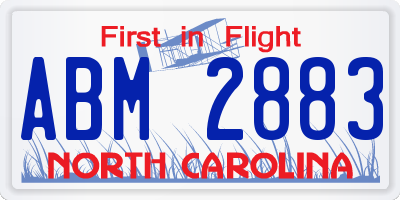 NC license plate ABM2883