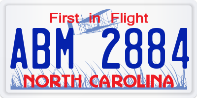 NC license plate ABM2884