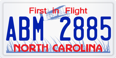 NC license plate ABM2885