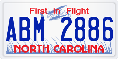NC license plate ABM2886