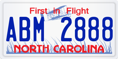NC license plate ABM2888