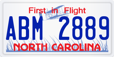NC license plate ABM2889