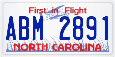 NC license plate ABM2891