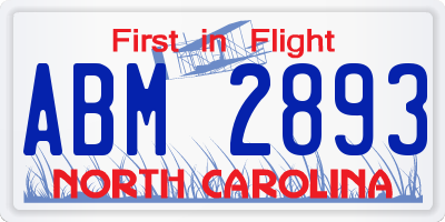 NC license plate ABM2893