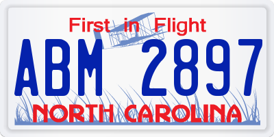 NC license plate ABM2897