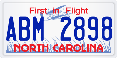 NC license plate ABM2898