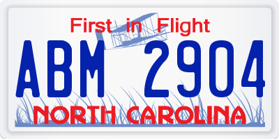 NC license plate ABM2904
