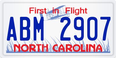 NC license plate ABM2907