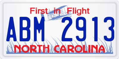 NC license plate ABM2913