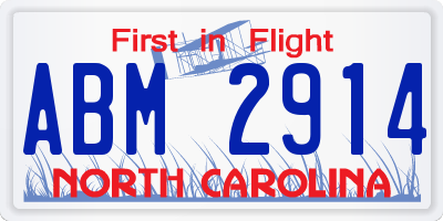 NC license plate ABM2914