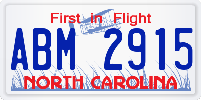 NC license plate ABM2915