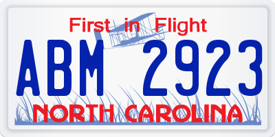 NC license plate ABM2923