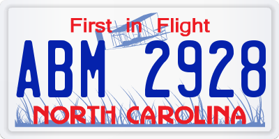 NC license plate ABM2928