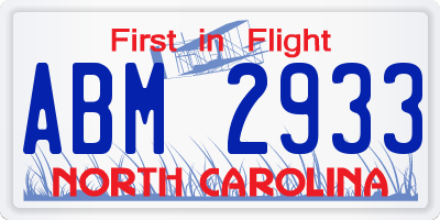 NC license plate ABM2933