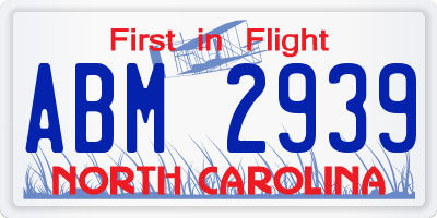 NC license plate ABM2939