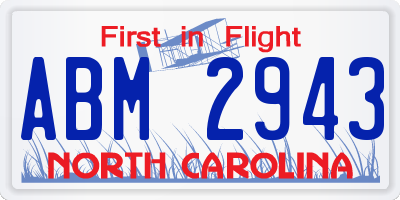 NC license plate ABM2943