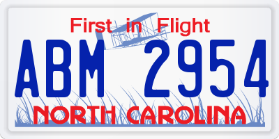 NC license plate ABM2954