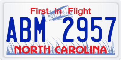 NC license plate ABM2957