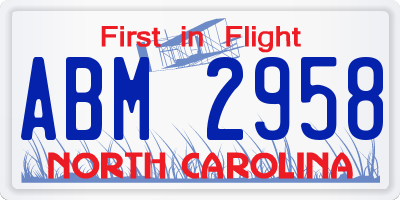 NC license plate ABM2958