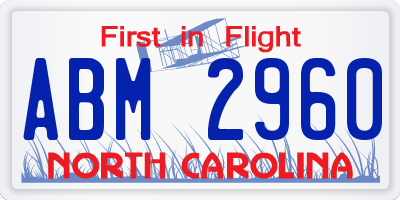 NC license plate ABM2960