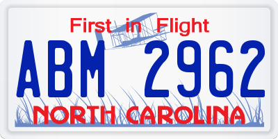 NC license plate ABM2962