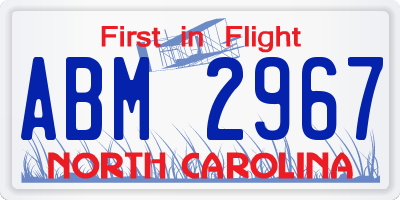 NC license plate ABM2967